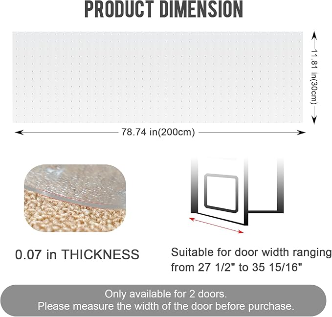 Uross Pet Protector Mat for Doorways - 6.56FT, Anti-Scratch Plastic, Protects Carpet from Cat Scratches