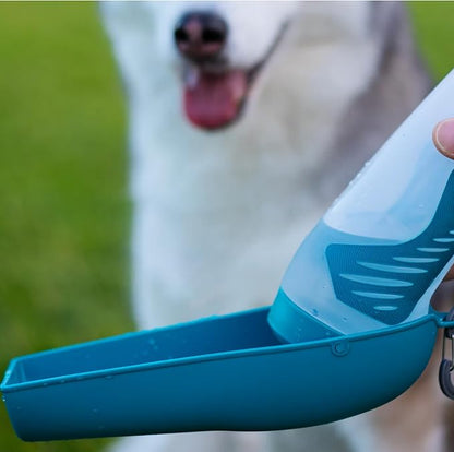 Messy Mutts Travel Water Bottle with Removable Bowl | 16 oz / 500 mL Teal Pet Portable Water Bowl and Bottle | Lightweight Pet Travel Accessory