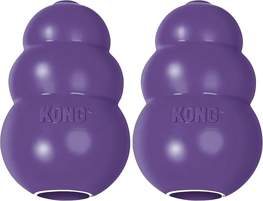 KONG Senior - Dog Toy with Gentle, Natural Rubber - Durable Dog Toy for Older Dogs - Use Treats with Stuffable Chew Toy - Treat Toy for Chewing & Fetching - for Medium Dogs (Pack of 2)