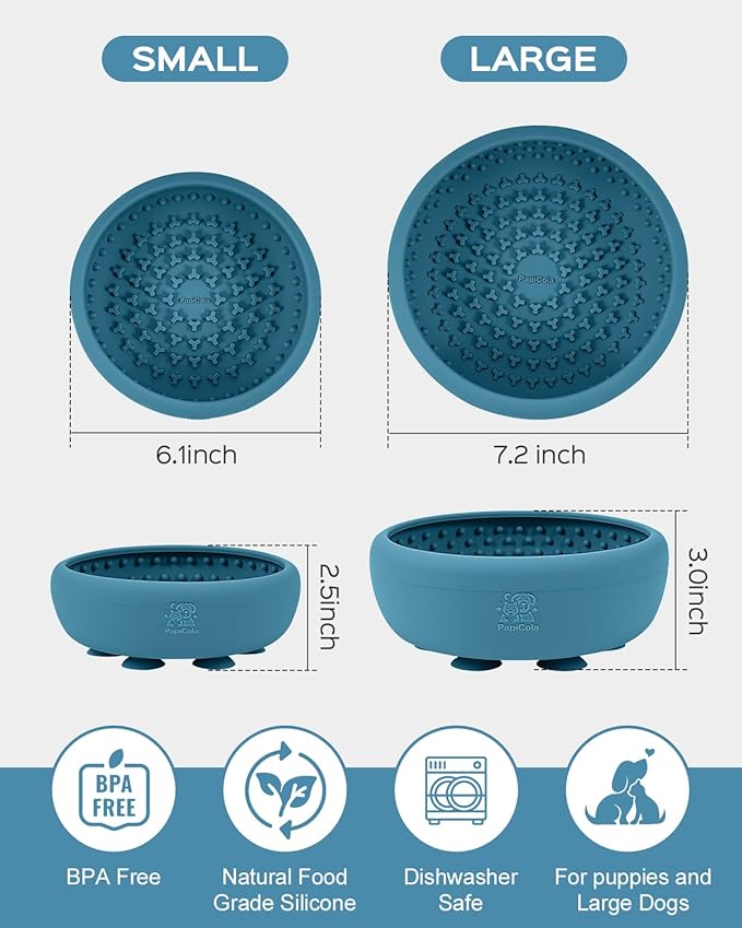 Dog Lick Bowl for Dogs, Lick Mat, Slow Feeder Lick Bowl with Strong Suction, BPA-Free Silicone, Freeze Licking Bowl for Anxiety Relief, Enrichment & Distraction, Dishwasher Safe (Blue, S)