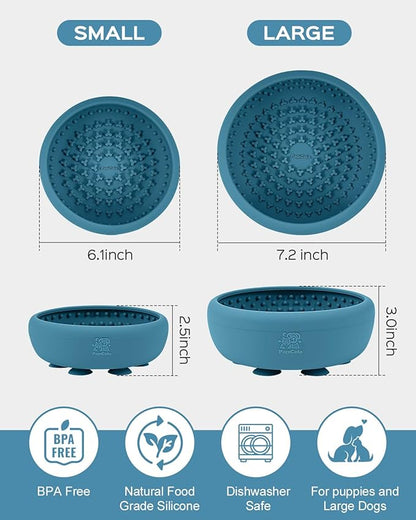 Dog Lick Bowl for Dogs, Lick Mat, Slow Feeder Lick Bowl with Strong Suction, BPA-Free Silicone, Freeze Licking Bowl for Anxiety Relief, Enrichment & Distraction, Dishwasher Safe (Blue, L)
