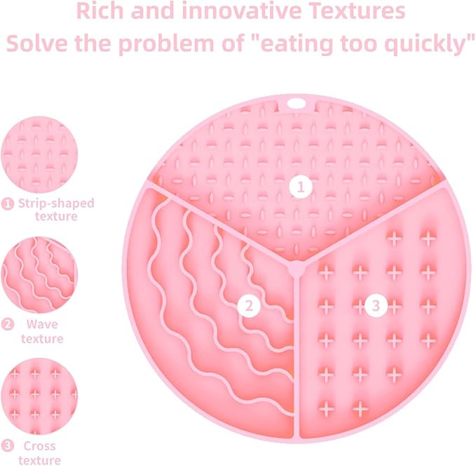 Silicone Slow Feeder Dog & Cat Bowl | Puzzle Cat Feeder for Slow Eating, Non-Slip Fun Pattern, Mental Enrichment, Digestion & Bloat Relief | Interactive Pet Enrichment Bowl, Prevents overeating (Pink)