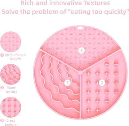 Silicone Slow Feeder Dog & Cat Bowl | Puzzle Cat Feeder for Slow Eating, Non-Slip Fun Pattern, Mental Enrichment, Digestion & Bloat Relief | Interactive Pet Enrichment Bowl, Prevents overeating (Pink)
