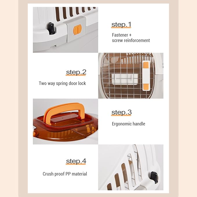 Plastic Dog Crate Airline Cat Carrier Kennel Hard Shell Ventilation Large Space Portable Pet Travel Carrier Outdoors Trip