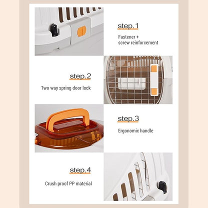 Plastic Dog Crate Airline Cat Carrier Kennel Hard Shell Ventilation Large Space Portable Pet Travel Carrier Outdoors Trip