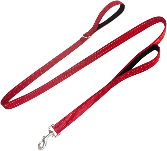 Dual Padded Handle Walking and Training Standard Leashes for Large Breed Dogs that Pull with Reflective Stitching, 360° Rotatable Heavy Duty Metal Buckle,D-Ring,Durable Nylon, 6Ft Long for Big Dogs