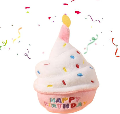 Dog Birthday Toys - Puppy Squeaky Cupcake, Toy Dog - First Birthday Toy Small Medium Large Breeds(Pink)