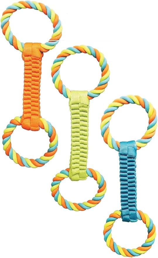 MPP 16" Figure 8 Dog Fetch n' Tug Toy Double Loop Ballistic Weave Braided Nylon Rope (Blue)