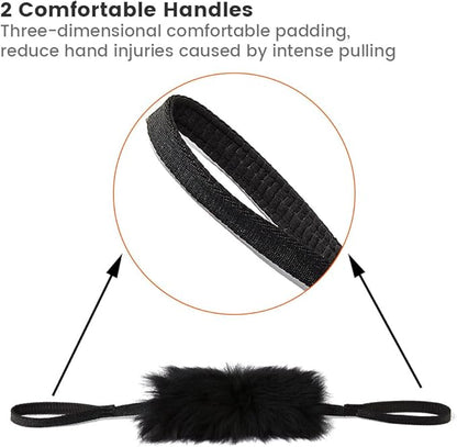 HOWGO Dog Rope Toy - Double Handle Dog Bungee Chaser Toy 100% Sheepskin,Sheep Smell Tug Toy for All Breeds(Mountain Green, Large)
