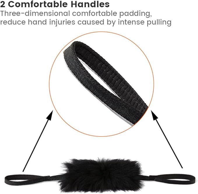 HOWGO Dog Rope Toy - Double Handle Dog Bungee Chaser Toy 100% Sheepskin,Sheep Smell Tug Toy for All Breeds(Yellow, Large)