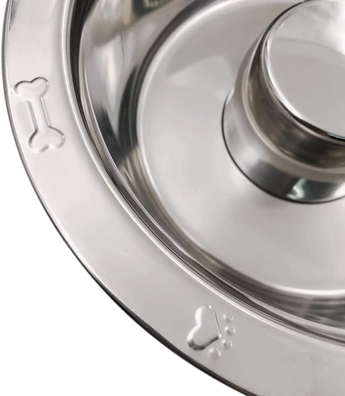 JZK Stainless Steel Dog Bowl for Slow Eating, Slow Feeder Large Dog Bowl, Slow Feeding Metal Dog Bowl, pet Bloat Stop Food Bowl