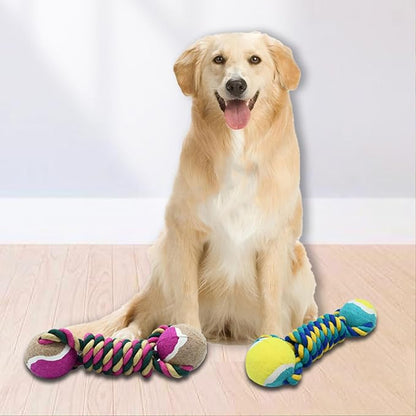 Dog Rope Toy, Dogs Toy with Tennis Balls for Aggressive Chewers - Interactive Pet Tug Rope Ball for Training & Promoting Relationship, Pets Chew Toy for Small, Medium, Large Dogs (Pink)