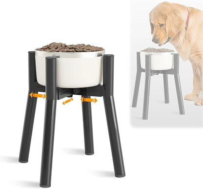 Adjustable Raised Dog Bowl Stand for 7-10.6" Diameter Food & Water Bowls - 11" Tall Elevated Feeder for Improved Comfort & Posture (Bowl Not Included)