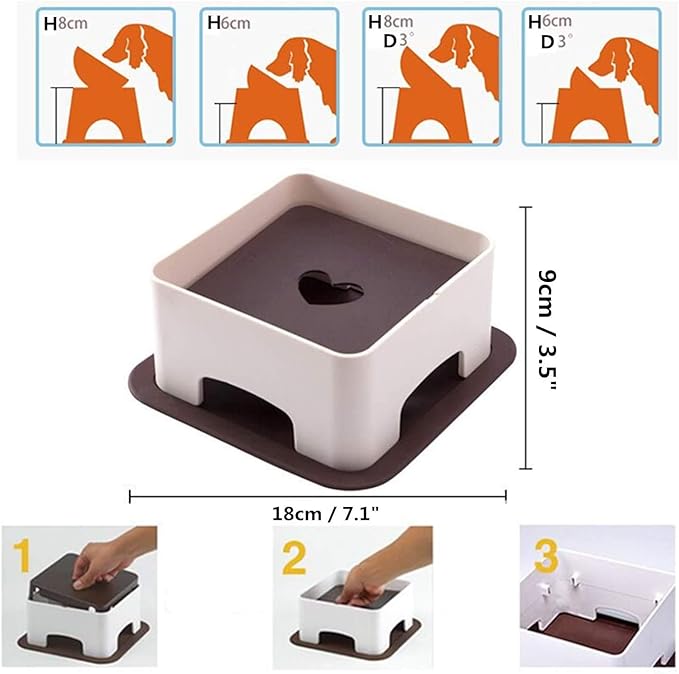 Ceramic Bulldog Bowl Dog Feeding Bowl - Dog Dish Wide Mouth Pet Sterile Tilted Pet Feeder with Anti-Skid Rubber Mat for Small Medium Dogs (White)