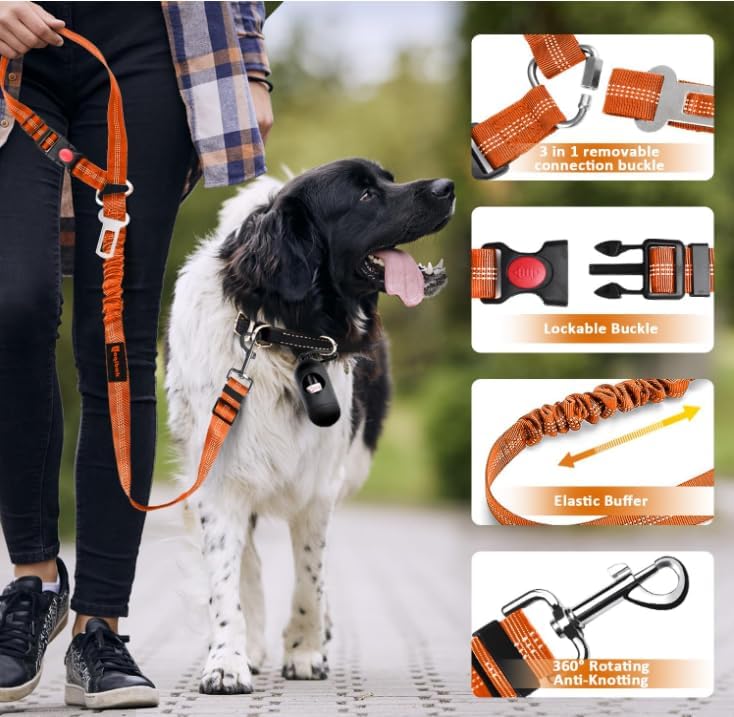 Laqibak Removable Dog Seat Belt Harness for Car, 3 in 1 Pet Seatbelt Leash - Image 5