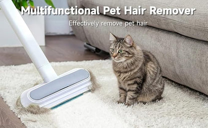 OMISTAR 2 Pcs 23.6 Inch Pet Hair Removal Tool, 4-in-1 Multifunctional Fur Cleaner with Extendable Handle, Reusable Dog Cat Hair Remover Brush for Furniture, Carpet, Couch, Bedding & Car Interiors