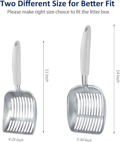 WePet Cat Litter Scoop, Aluminum Alloy Sifter, Kitty Metal Scooper, Deep Shovel, Long Handle, Poop Sifting, Kitten Pooper Lifter, Durable, Heavy Duty, for Litter Box