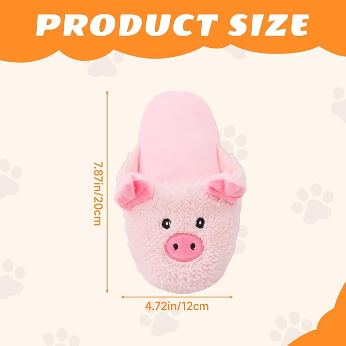 Andiker Dog Squeaky Toy, Cute Slipper Shaped Dog Chew Toys with a Squeaker and Crinkle Paper, Hide Food Puppy Stuffed Toy for Small Medium Dogs to Bite and Relieve Boredom and Stress (Pink)