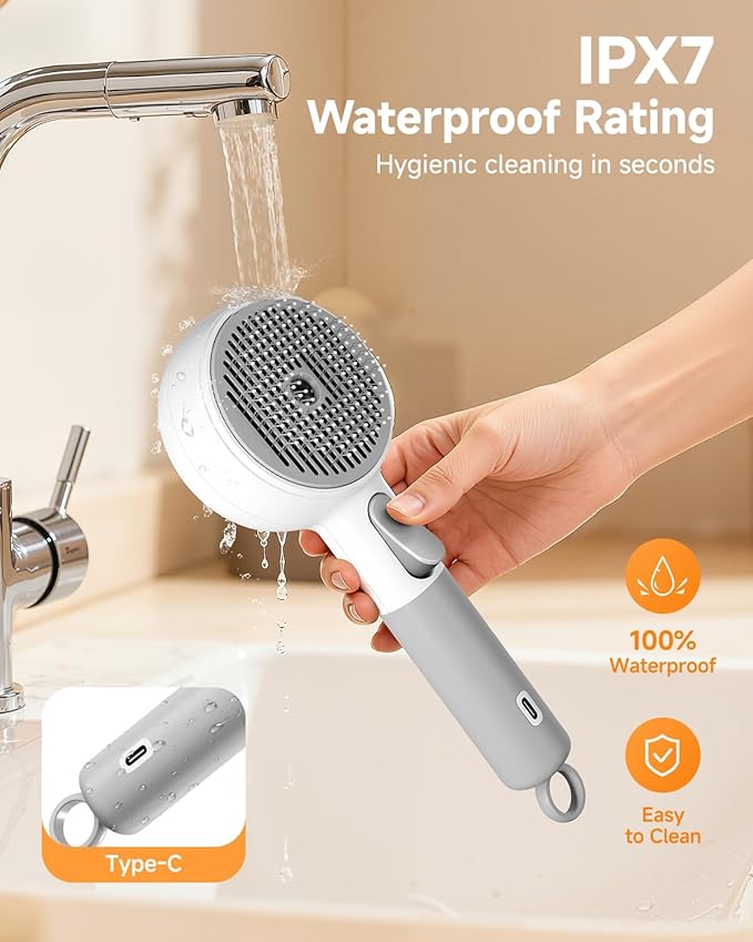 Pet Spray Brush for Cats & Dogs, 3-in-1 Grooming Tool with Cool Mist, 2-Speed Spray Settings, Removes Dander & Deshedding, One-Touch Self-Cleaning Hair Brush, for Long Short Hair Pets