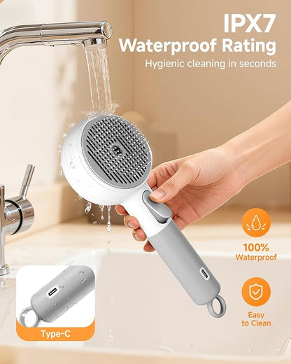 Pet Spray Brush for Cats & Dogs, 3-in-1 Grooming Tool with Cool Mist, 2-Speed Spray Settings, Removes Dander & Deshedding, One-Touch Self-Cleaning Hair Brush, for Long Short Hair Pets