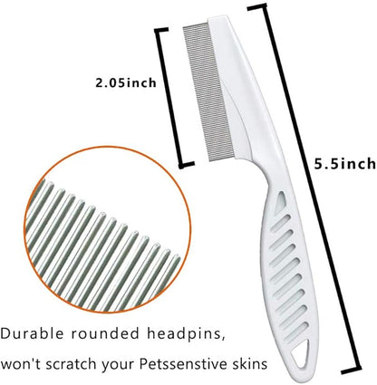 Steel Comb for Dog Grooming,Metal Dog Comb,Metal Combs for Dogs & Cats & Small Dog Grooming,Sorxine Pet Comb for Removing Matted Fur, Knots & Tangles,Shedding (Silver+White)
