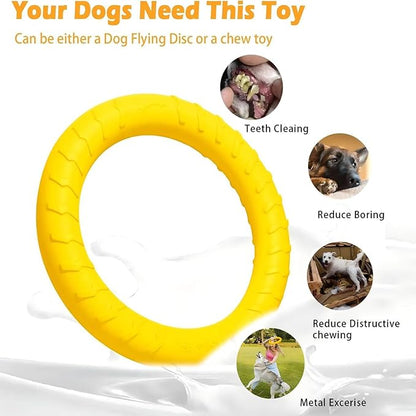 Dog Toys, Dog Chew Toys for Aggressive Chewers,Flying Discs for Medium/Large Breeds. Floating Dog Ring Toys for Throwing, Catching, Grabbing. (Large)