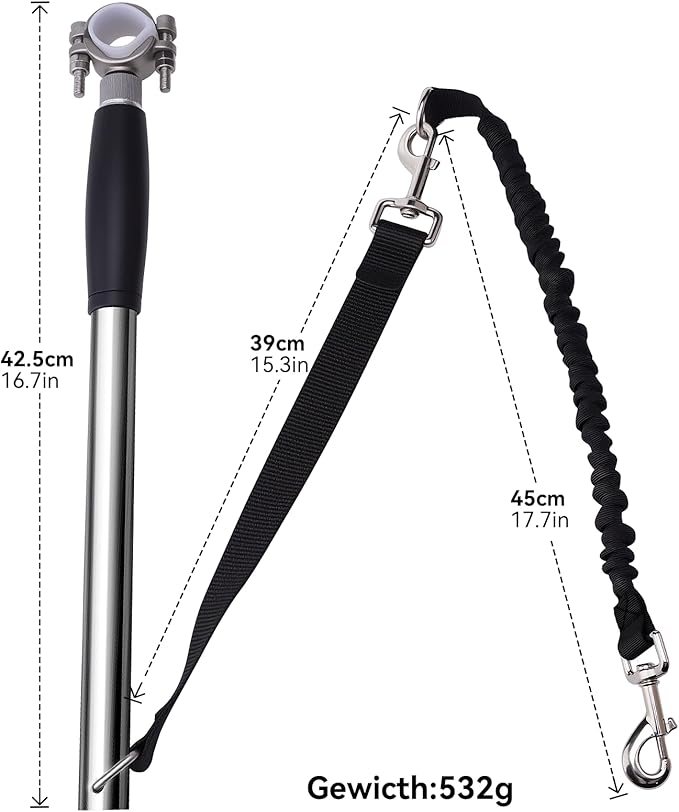 Hands Free Dog Bike Leash - Heavy Duty Bicycle Attachment with Quick Connect & Buffer Rope, Fit Leash for Medium Large Dogs - Cycling, Jogging, Outdoor Exercise (Black)