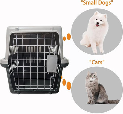 Dog Airline Kennel Pet Travel Crate, Heavy-Duty Metal Door Plastic Carrier, Portable Dog Crate with Wheels for SUV/Airplane Travel/Vet Visit, Large Medium Dog Pet Cage