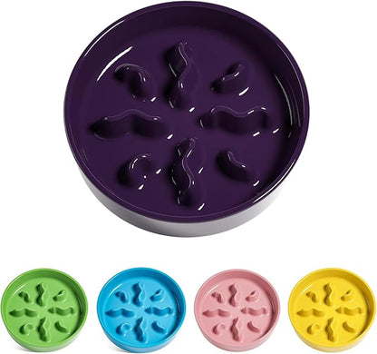 LE TAUCI PET Ceramic Slow Feeder Dog Bowls Small Breed, 0.5 Cups Dog Food Dish for Fast Eaters, Puzzle Bowl for Small Dogs and Cats, 5.5 Inch-Purple