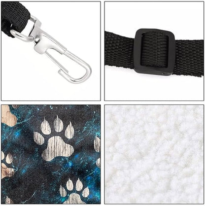 WIRESTER Reversible Cat Hanging Hammock 22.8 x 18.9 Inch, Pet Cage Hammock Bed with Adjustable Straps, Soft Sleeping Hammock for Cat, Ferret, Puppy Dog, Rabbit, Small Animals - Silver Dog Paws