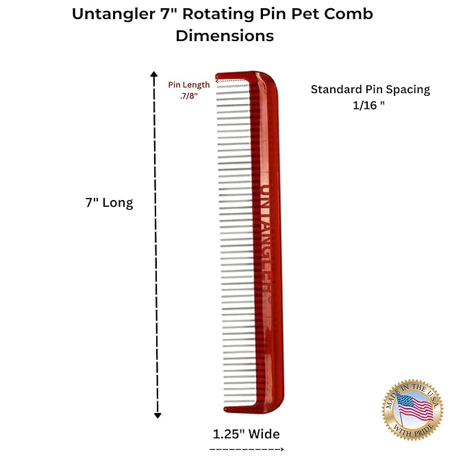 Pet comb for easy mat removal without causing pain to pets (7" Ferrari Red)