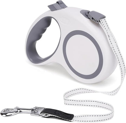 Retractable Dog Leash, 30 FT/ 20 FT Dog Walking Leash for Small Medium Large Dogs up to 77 lbs/ 44 lbs, Heavy Duty No Tangle (White, 20 FT (0-44 lbs))