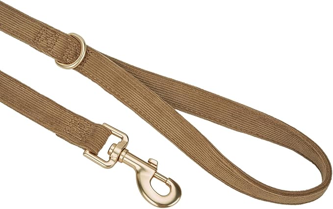 Soft Corduroy Fibric Dog Leash, 5 Feet Length Lead with Heavy Duty Rotating Hook, for Medium Large Dogs.(M,Brown)