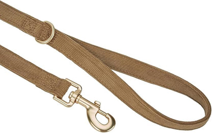 Soft Corduroy Fibric Dog Leash, 5 Feet Length Lead with Heavy Duty Rotating Hook, for Small Medium Dogs.(S,Brown)