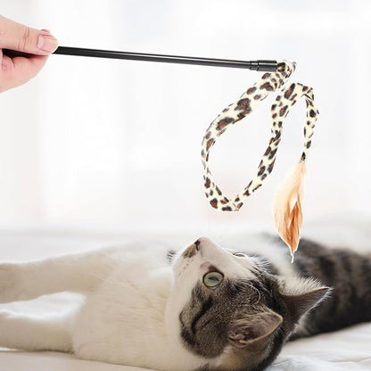 balacoo Interactive Cat Teaser Wand Toy with for Indoor Cats Portable Cat Wand Toy for Kitten Exercise and Playtime