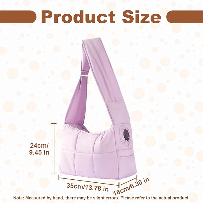 Mini Dog Purse Carrier with Pockets, Warm Cute Pets Bags with Secure Harness Clip, Cat Shoulder Bag for Outings, Lightweight Puppies Bags Kennel, Trained Pets Handbag Outdoor(Purple,One Size)