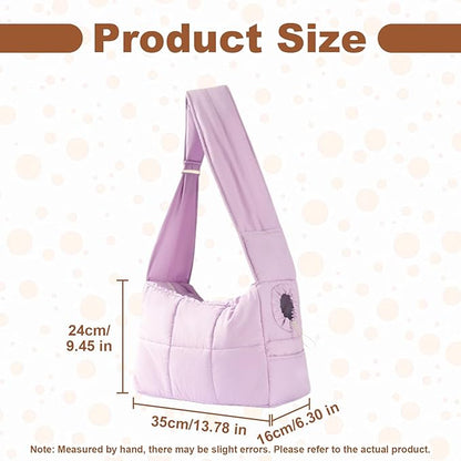 Mini Dog Purse Carrier with Pockets, Warm Cute Pets Bags with Secure Harness Clip, Cat Shoulder Bag for Outings, Lightweight Puppies Bags Kennel, Trained Pets Handbag Outdoor(Purple,One Size)