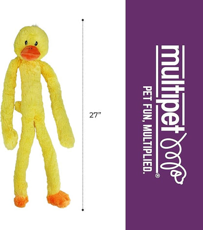 Multipet Swingin' Slevin Duck Dog Plush Toy - Squeaky Dog Toy for All Dogs - Extra Soft Plush - Stuffed Animal for Cuddling & Playing - Cute Dog Pet Toy (27”, Yellow, 5 Squeakers)