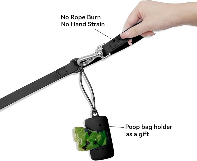 Waterproof Dog Leash with Poop Bag Holder, 5FT/6FT Adjustable Length with 2 Swivel Hooks, Odor-Free & Easy-Clean Dog Lead for Large Medium Small Dogs