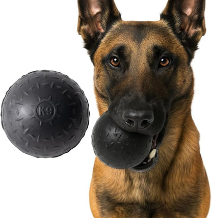 Monster K9 Indestructible Dog Ball – Lifetime Replacement - Durable Toy for Aggressive Chewers - Safe Non-Toxic Natural Rubber - Fetch Chew Toy - Heavy Duty - USA Made - 2.8” Solid (Tennis Ball Size)