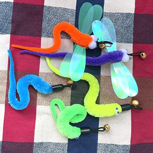 AcceLeah 11Pcs Cat Wand Refills, Feather Dragonfly & Worm Attachments - Image 6