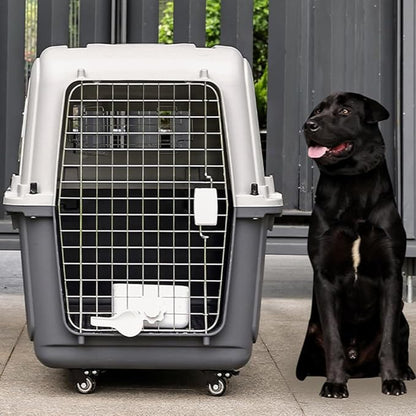 Large Dog Crate Pet Box Length 33in/Width 21.6in/Height 25.2in Dogs Kennel with Handle & Metal Door Dog Carrier for Indoor Outdoor Puppies Kittens