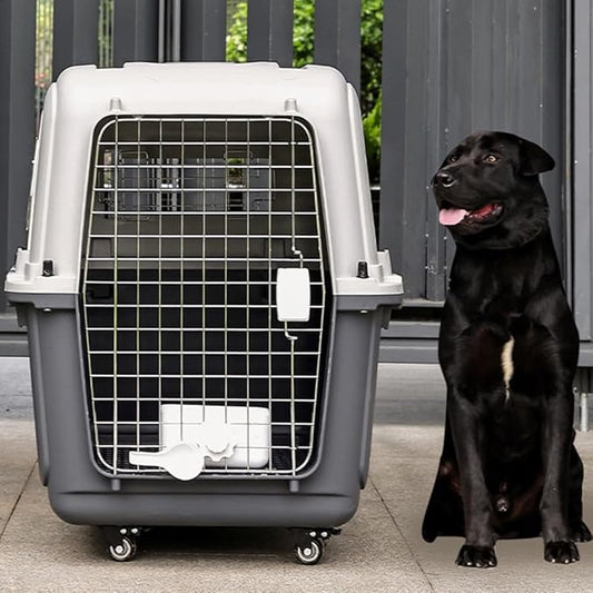 Generic Large Dog Crate Dogs Kennel Length 33in/Width 21.6in/Height 25.2in Dog Carrier with Handle & Metal Door Travel Pet Box for Puppies Kittens