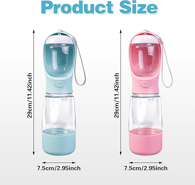 Dog Water Bottle with Food Storage & Poop Bag Dispenser - 3-in-1 Portable Pet Water Bowl for Hiking, Walking, and Travel - Ideal for Small to Large Dogs Blue