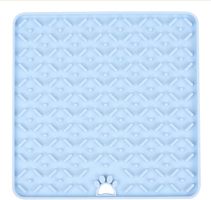 Pet Placemat, Silicone Slow Feeder Mat for Cats and Dogs - Lick Mat & Food Pad with Non-Slip Base for Mess-Free Eating, Stress Relief, and Portion Controlv(Sky Blue)