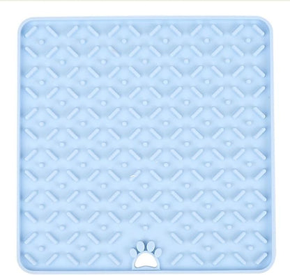 Pet Placemat, Silicone Slow Feeder Mat for Cats and Dogs - Lick Mat & Food Pad with Non-Slip Base for Mess-Free Eating, Stress Relief, and Portion Controlv(Sky Blue)