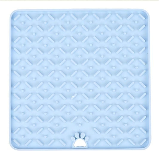 Pet Placemat, Silicone Slow Feeder Mat for Cats and Dogs - Lick Mat & Food Pad with Non-Slip Base for Mess-Free Eating, Stress Relief, and Portion Controlv(Sky Blue)