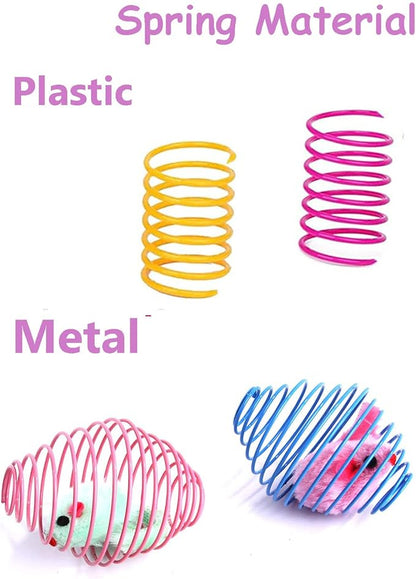 18 Pack Assorted Cat Metal Spring Balls Stretchable Large Cat Spiral Toy Crinkle Balls Interactive Kitten Rolling Coils Spring Inside Caged Rats Pet Supplies Indoor Outdoor Ferrets