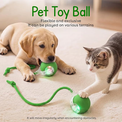 Interactive Cat Toy Ball, Automatic Intercative Cat Toys for Indoor Cats, The 3rd Generation Agile Moving Cat Ball with Elastic Mesh Tail, Toys for Indoor Adult Cats (Green)