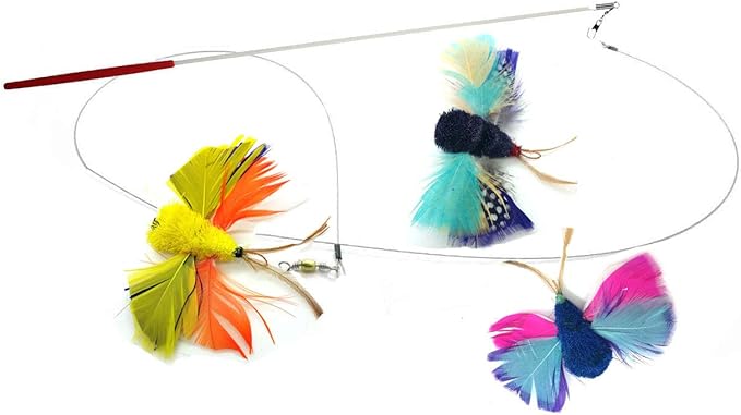 Cat Toy Teaser Wand - Butterfly Teaser and Wand - Black